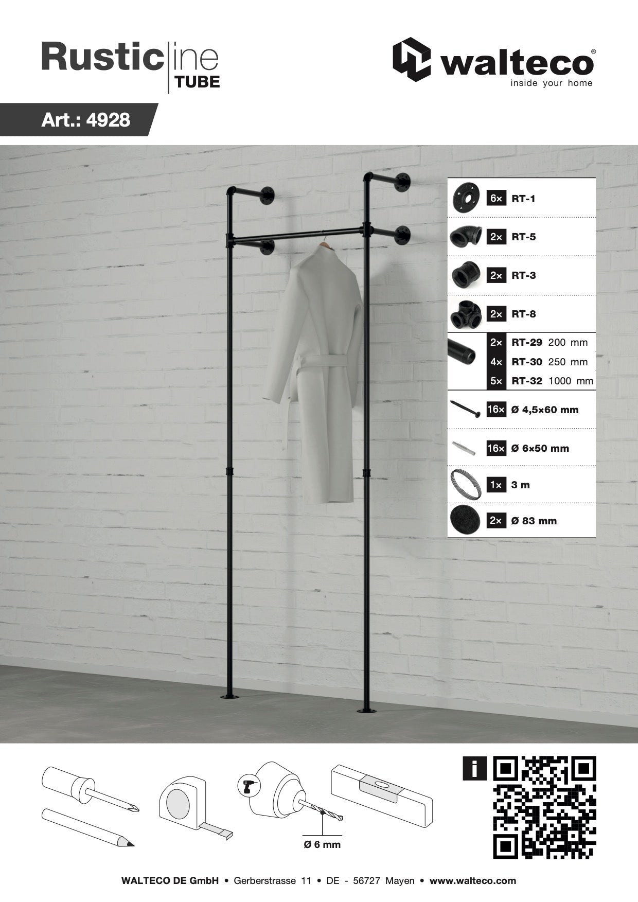 DARIO I EINZELN Garderobenset Bundle - 111x210 cm inkl. 10 S-Haken