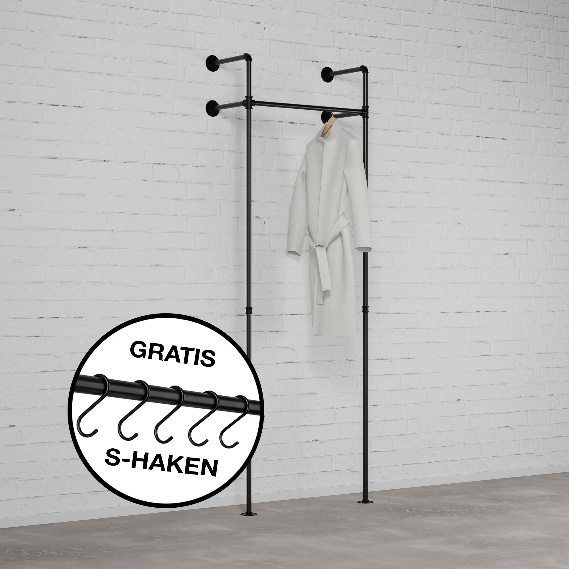 DARIO I EINZELN Garderobenset Bundle - 111x210 cm inkl. 10 S-Haken