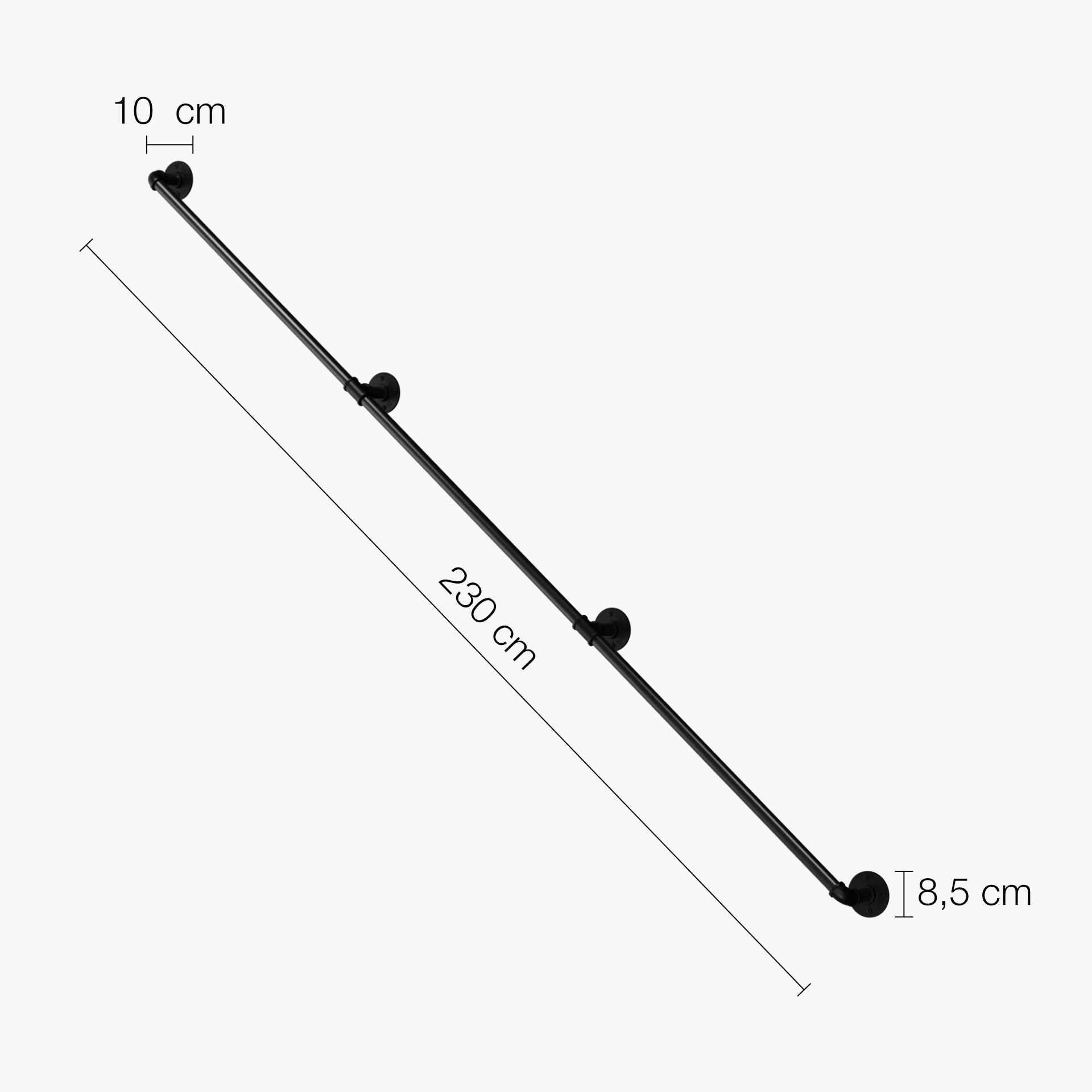 ZENA II - Handlauf, schwarz, 210 cm