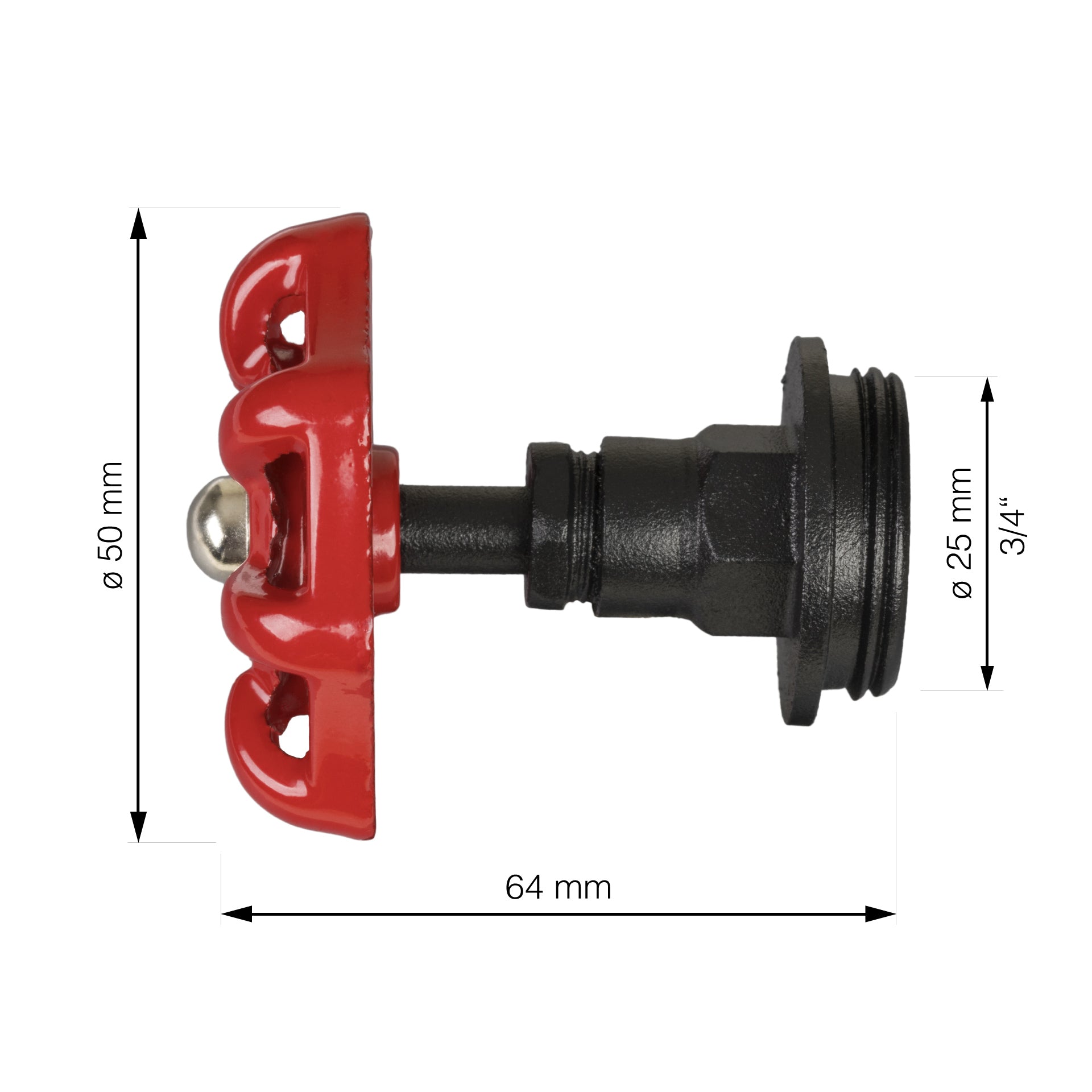 Absperrventil für Rohre schwarz / rot
