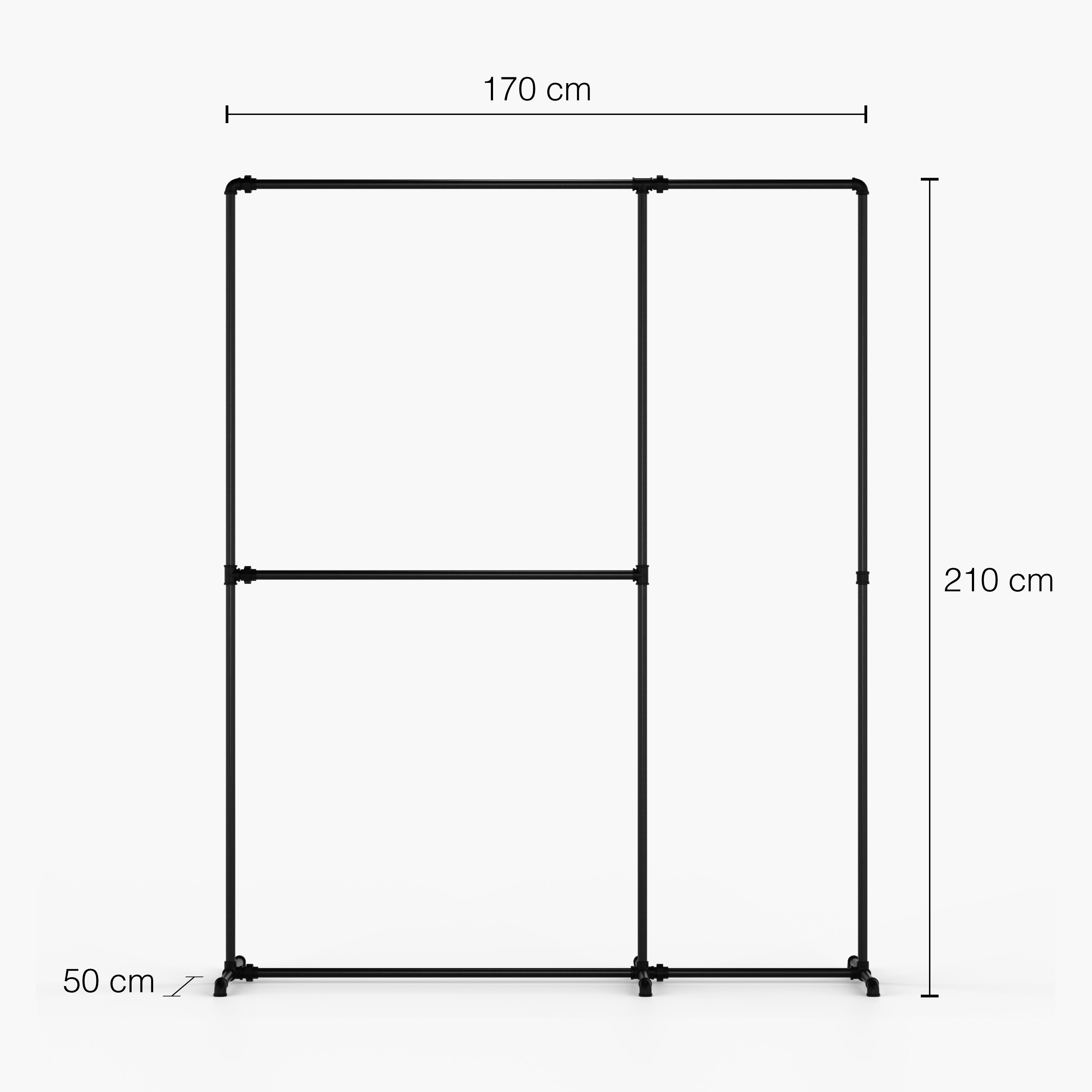 FREJA IV Bundle - Offener Kleiderständer 210x50 cm inkl. 10 S-Haken